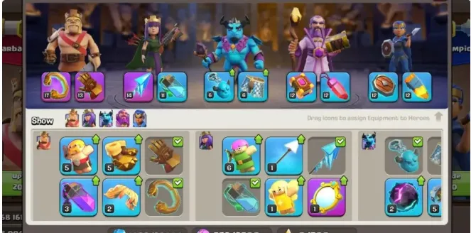 COC276 TH16 5 Builders Gems 1358 BK32 AQ41 MP45 GW22 RC19 Snake Bracelet17 Giant Gauntlet13 Frozen Arrow14 Magic Mirror1 CWL170